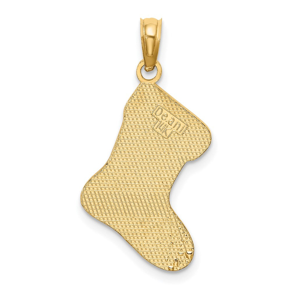Million Charms 14K Yellow Gold Themed 2-D & Enamel Ho Ho Ho Christmas Stocking Charm