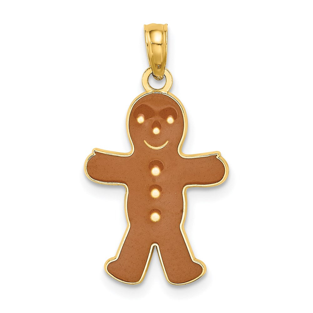Million Charms 14K Yellow Gold Themed 3-D & Enamel Gingerbread Man Charm