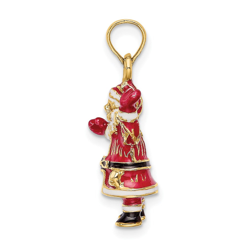 Million Charms 14K Yellow Gold Themed 3-D Enamel Santa Charm