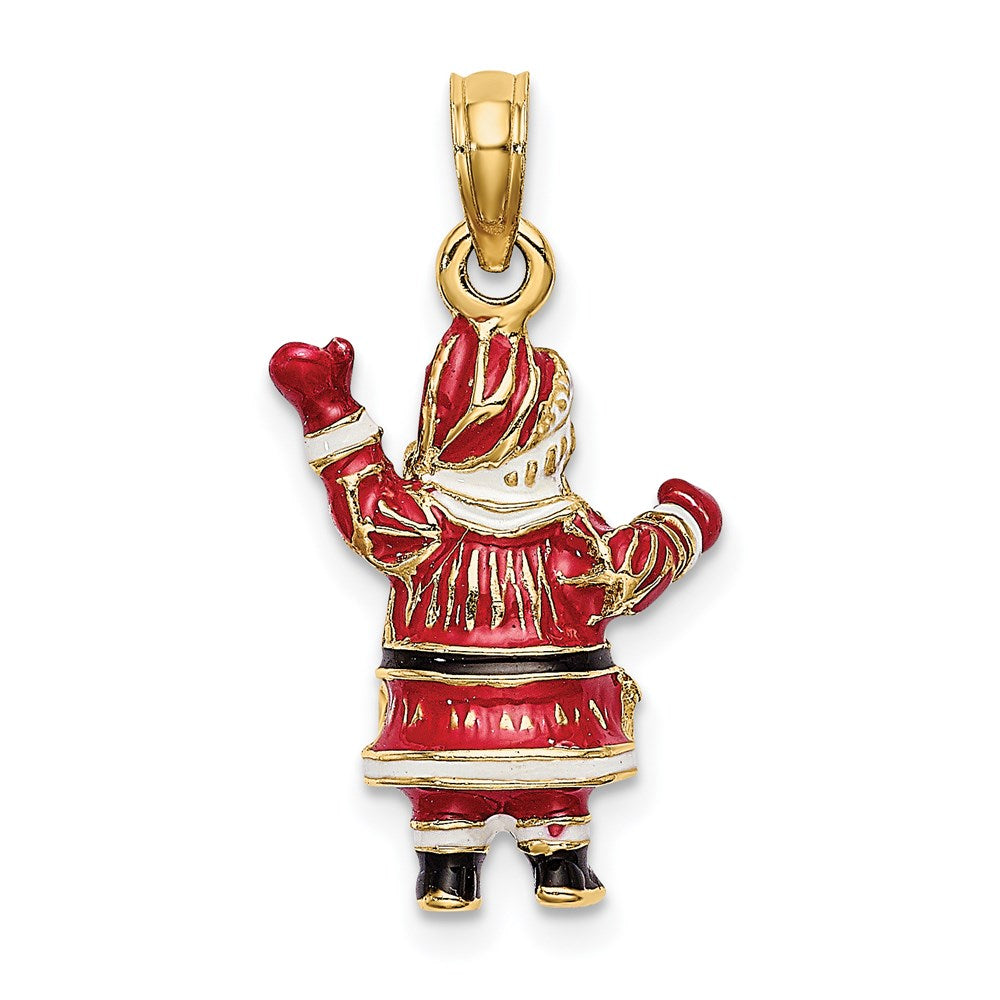 Million Charms 14K Yellow Gold Themed 3-D Enamel Santa Charm