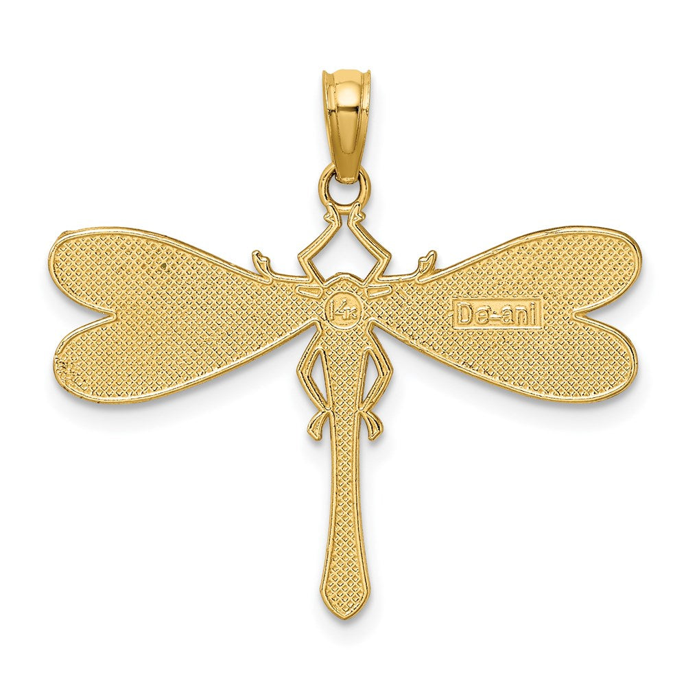 Million Charms 14K Yellow Gold Themed Multi Color Enamel Dragonfly Charm