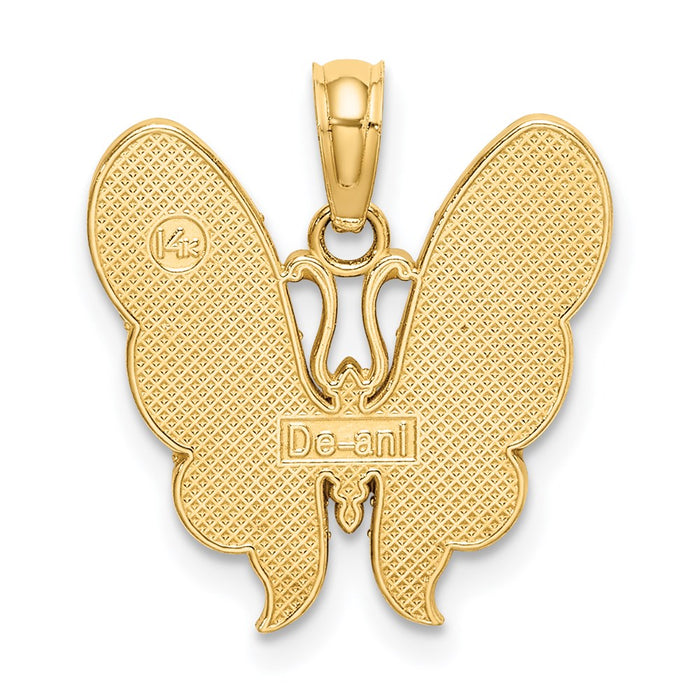 Million Charms 14K Yellow Gold Themed With Multi-Color Enamel Butterfly Charm