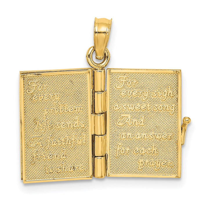 Million Charms 14K Yellow Gold Themed 3-D Moveable Enameled An Irish Prayer Book With Lucky Clover  Charm