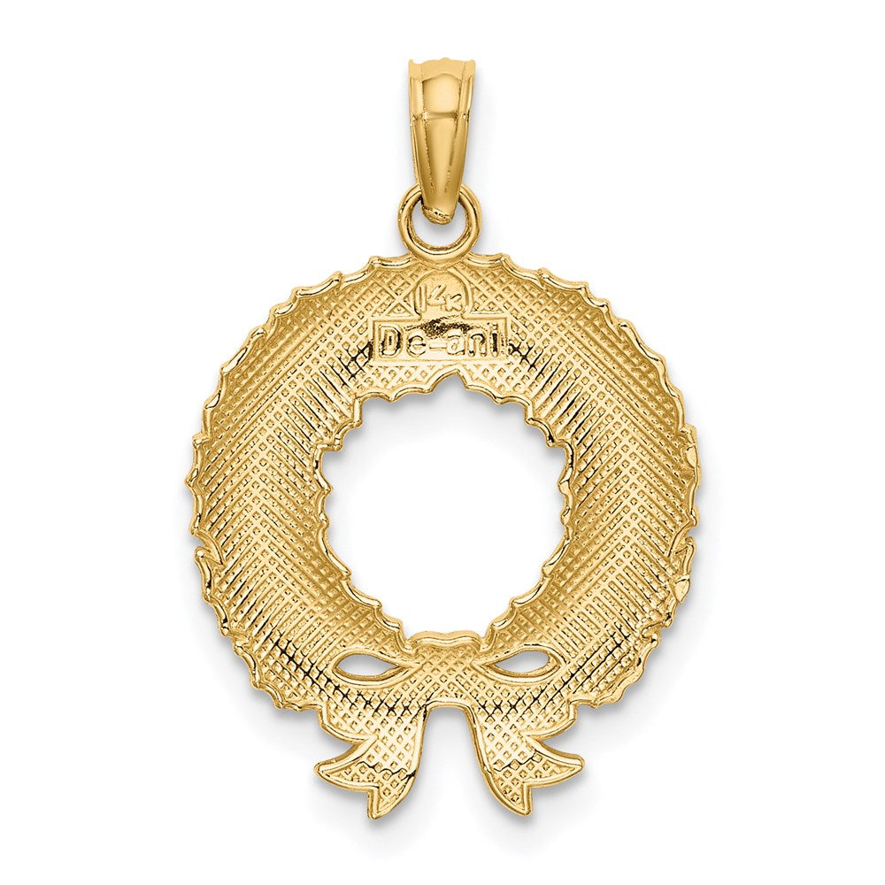 Million Charms 14K Yellow Gold Themed Enamel Christmas Wreath Charm