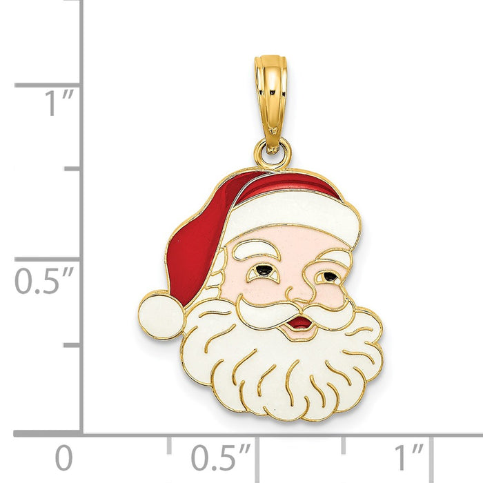 Million Charms 14K Yellow Gold Themed With Enamel Santa Face Charm