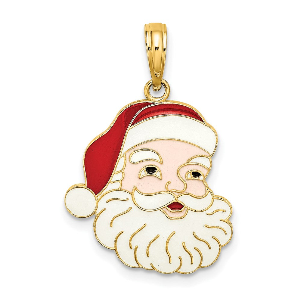 Million Charms 14K Yellow Gold Themed With Enamel Santa Face Charm