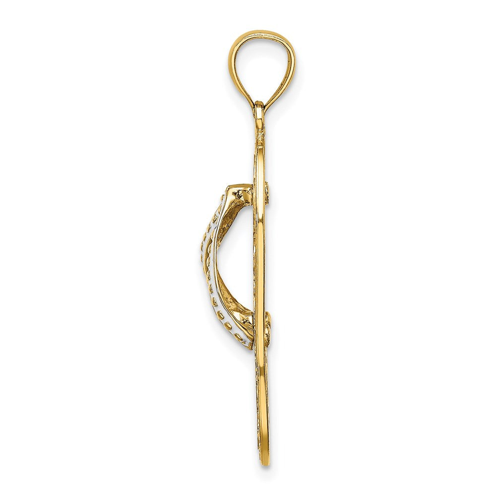 Million Charms 14K Yellow Gold Themed Multi Heart Flip-Flop With White Enamel Charm