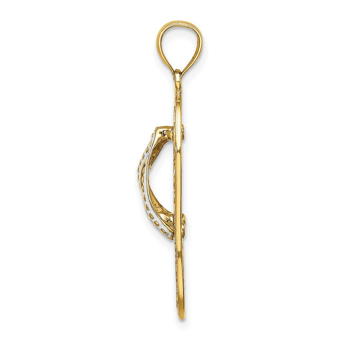 Million Charms 14K Yellow Gold Themed Multi Heart Flip-Flop With White Enamel Charm