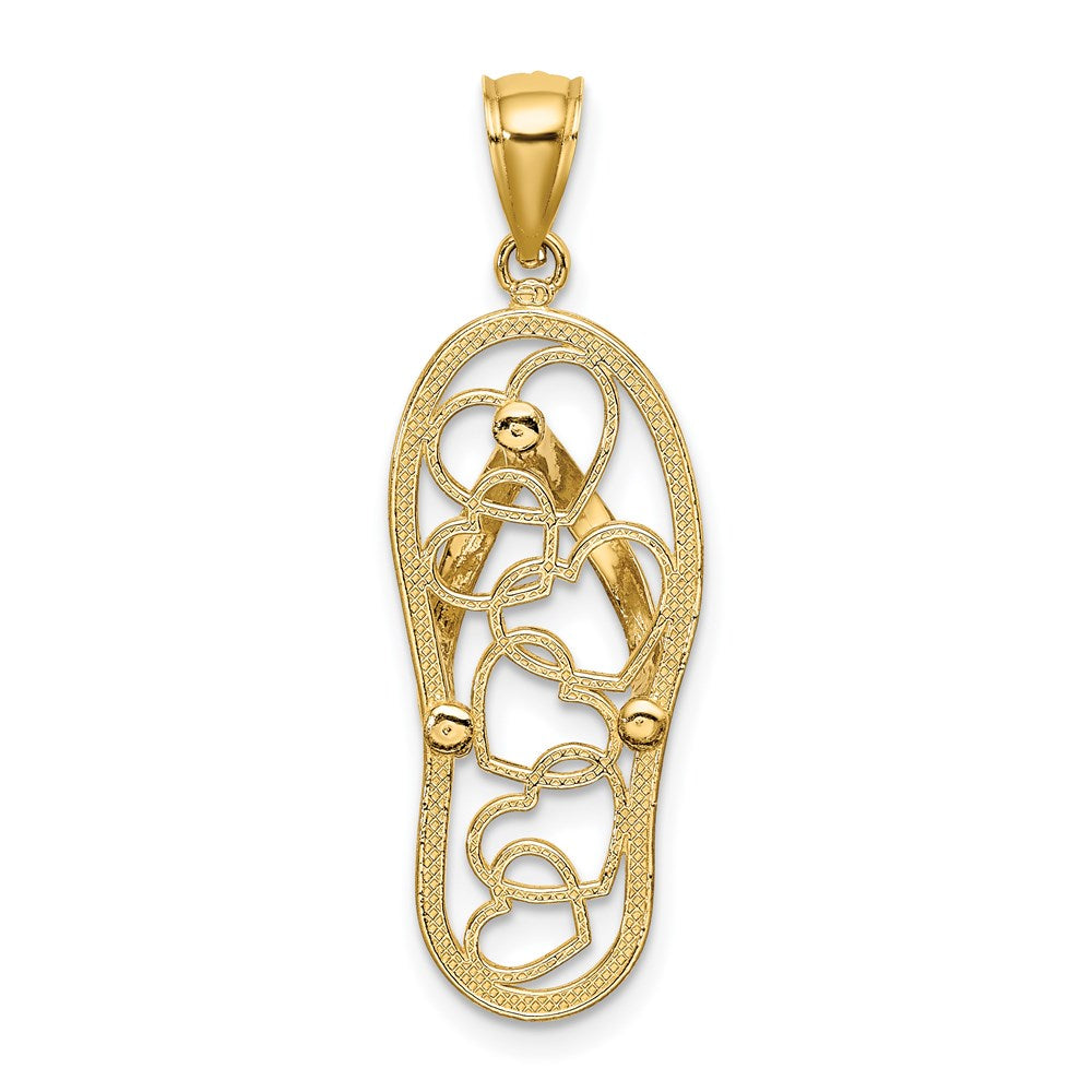 Million Charms 14K Yellow Gold Themed Multi Heart Flip-Flop With White Enamel Charm