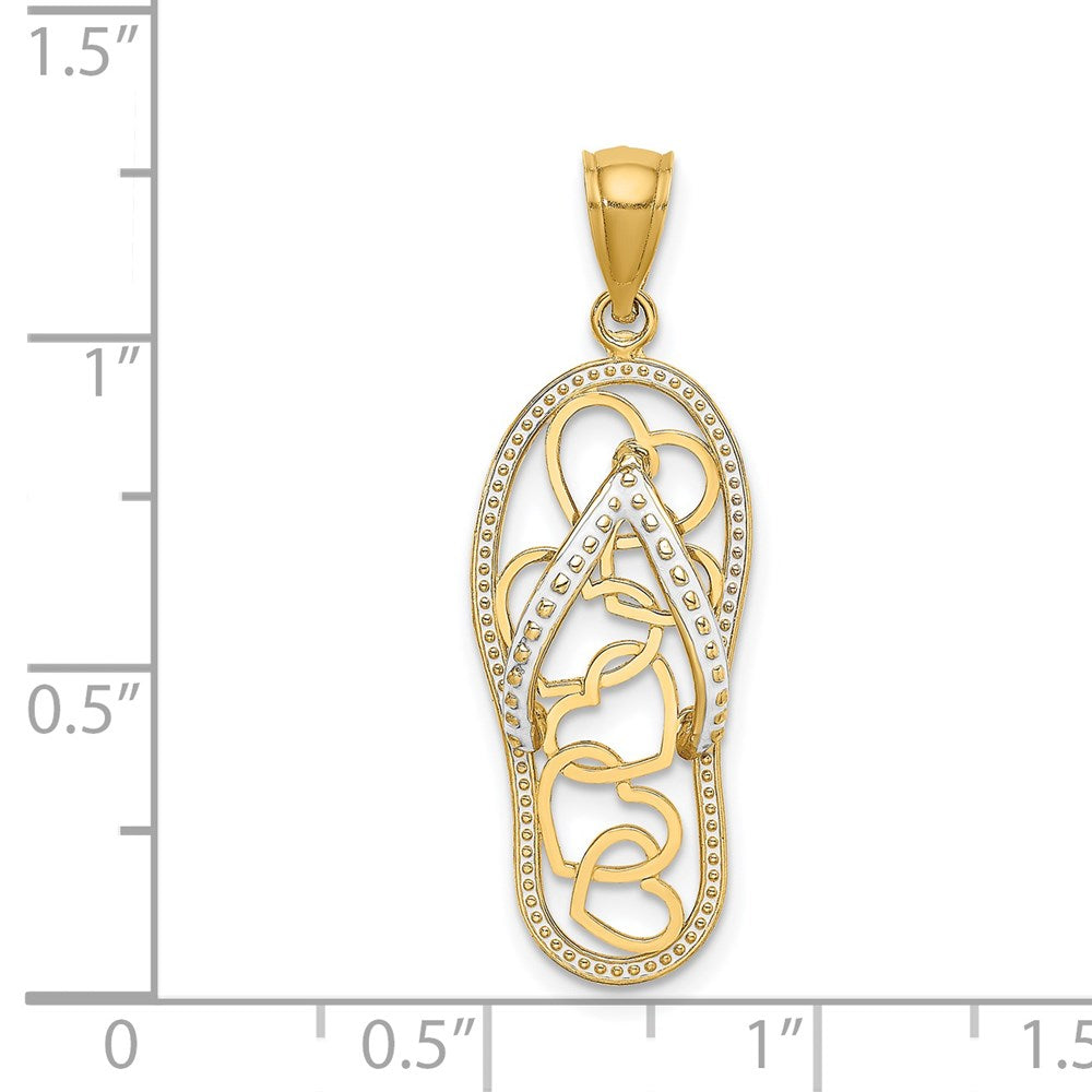 Million Charms 14K Yellow Gold Themed Multi Heart Flip-Flop With White Enamel Charm