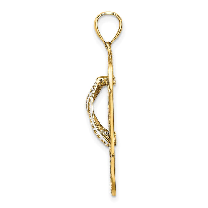 Million Charms 14K Yellow Gold Themed Multi Heart Flip-Flop With Pink Enamel Charm