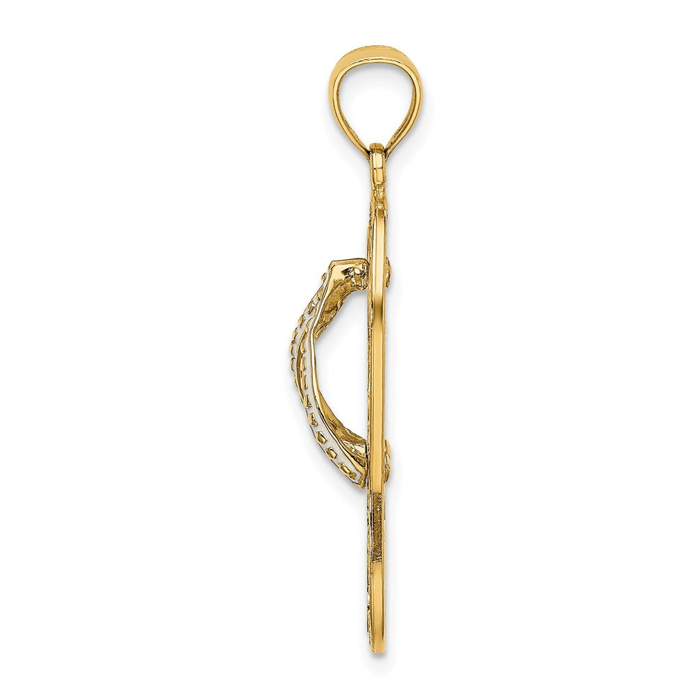 Million Charms 14K Yellow Gold Themed Multi Heart Love Flip-Flop With White Enamel Charm