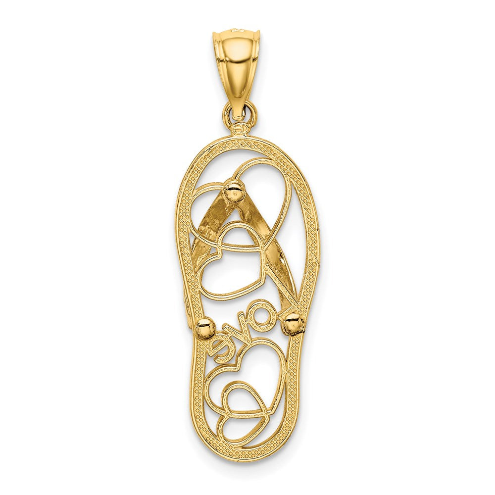 Million Charms 14K Yellow Gold Themed Multi Heart Love Flip-Flop With White Enamel Charm