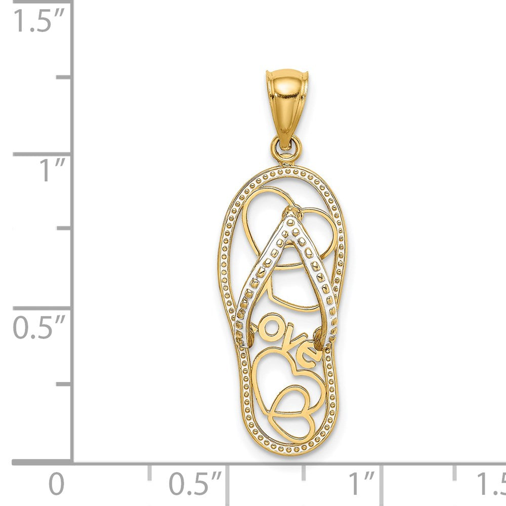 Million Charms 14K Yellow Gold Themed Multi Heart Love Flip-Flop With White Enamel Charm