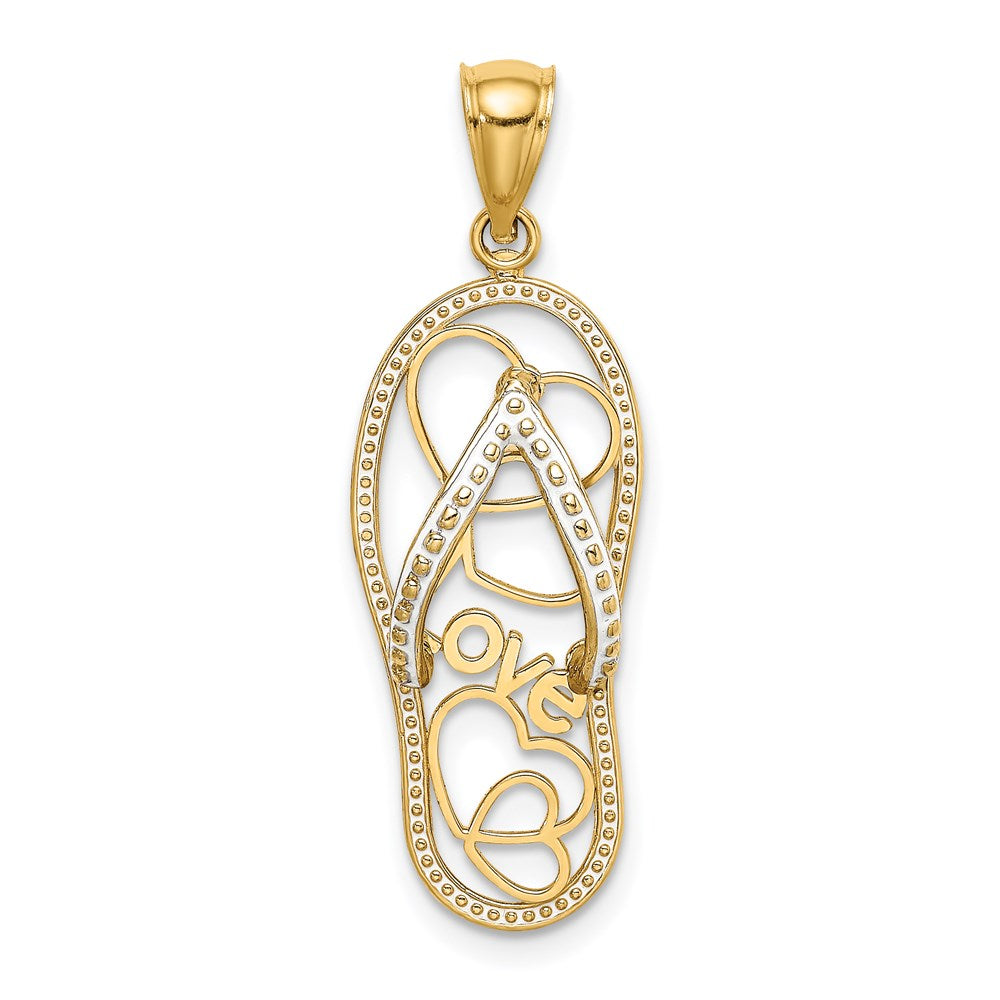 Million Charms 14K Yellow Gold Themed Multi Heart Love Flip-Flop With White Enamel Charm