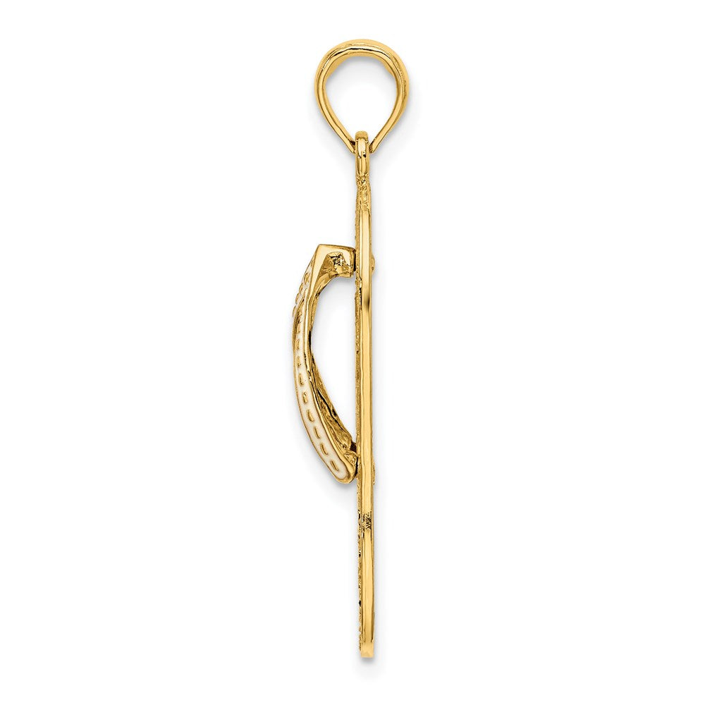 Million Charms 14K Yellow Gold Themed Enamel Palm Tree Flip-Flop Charm