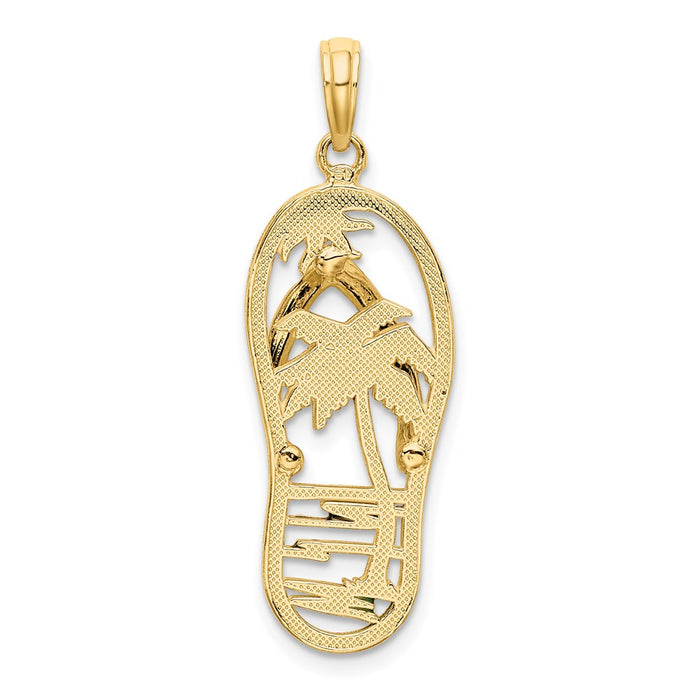Million Charms 14K Yellow Gold Themed Enamel Palm Tree Flip-Flop Charm