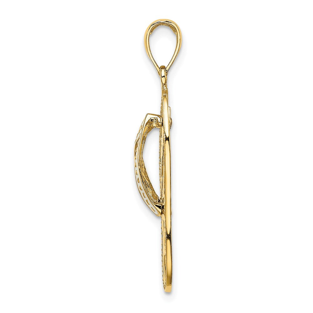 Million Charms 14K Yellow Gold Themed Multi Nautical Starfish Enamel Flip-Flop Charm