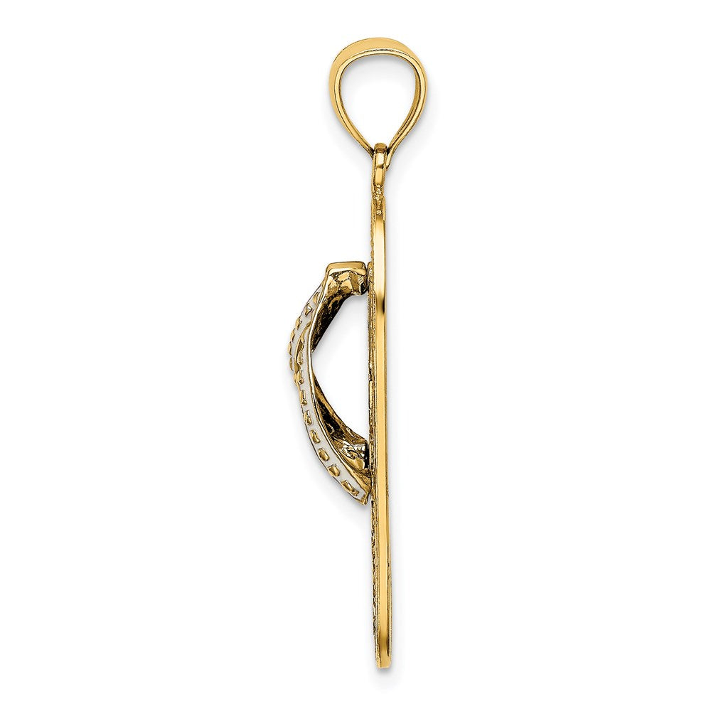 Million Charms 14K Yellow Gold Themed Enamel Dolphin Flip-Flop Charm