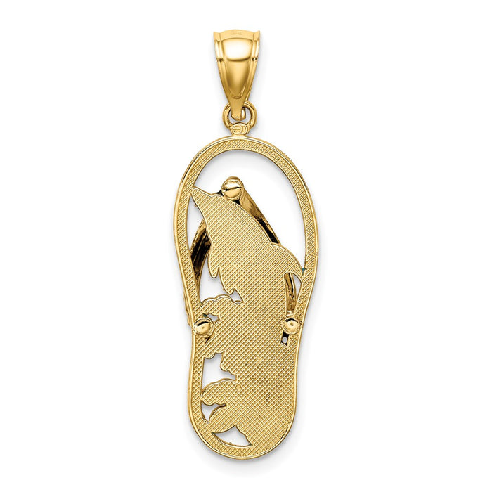 Million Charms 14K Yellow Gold Themed Enamel Dolphin Flip-Flop Charm