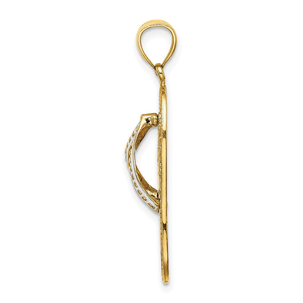 Million Charms 14K Yellow Gold Themed Multi Color Enamel Flower Flip-Flop Charm