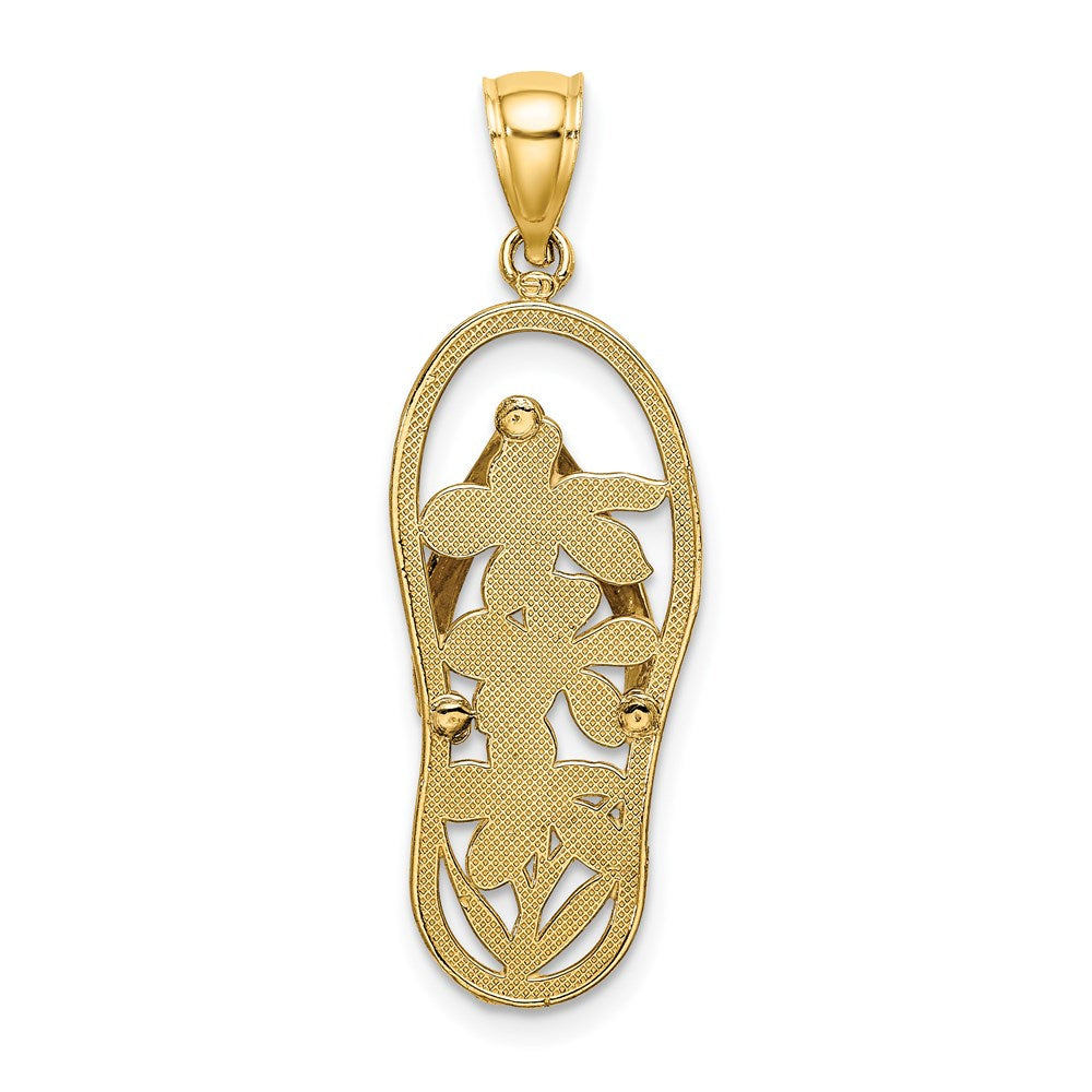 Million Charms 14K Yellow Gold Themed Multi Color Enamel Flower Flip-Flop Charm