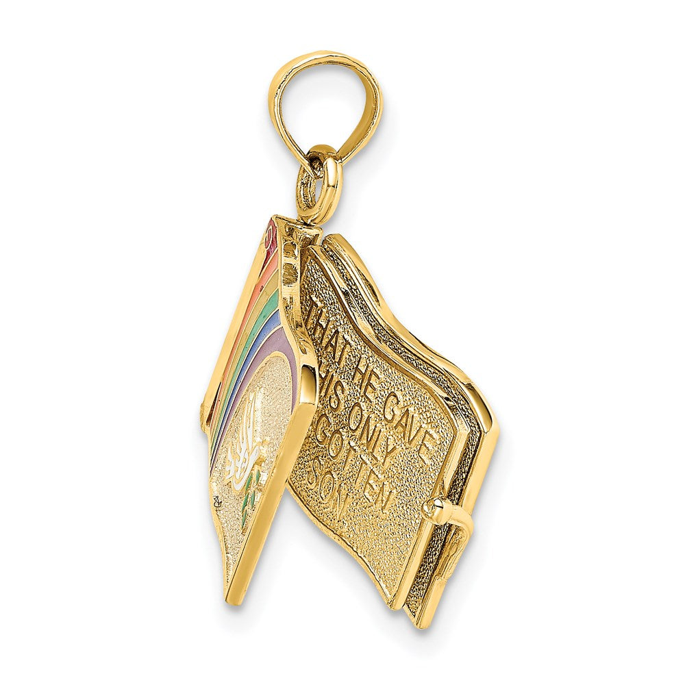 Million Charms 14K Yellow Gold Themed 3-D John 3:16 Book With Moveable Pages Charm