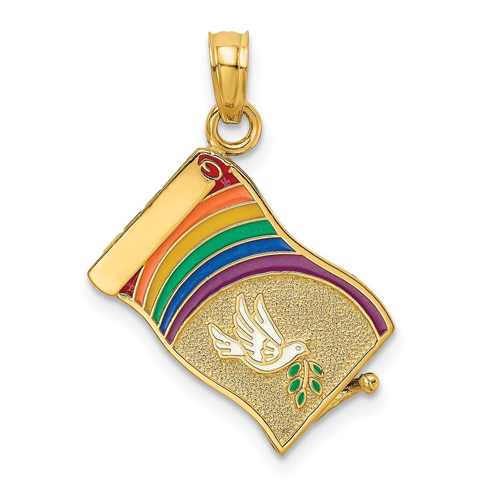 Million Charms 14K Yellow Gold Themed 3-D John 3:16 Book With Moveable Pages Charm