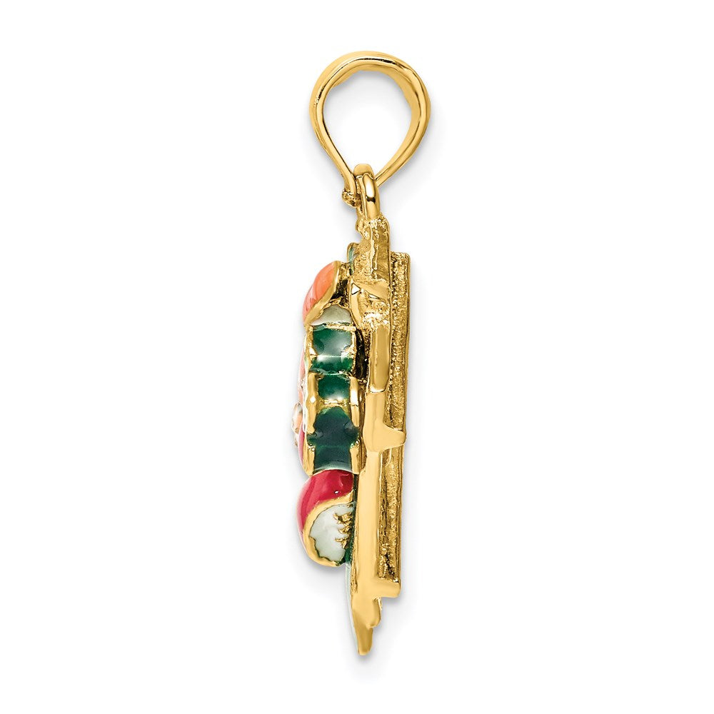 Million Charms 14K Yellow Gold Themed 3-D Sushi Plate With Enamel