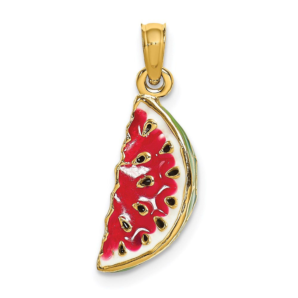 Million Charms 14K Yellow Gold Themed With Enamel 3-D Watermellon Charm