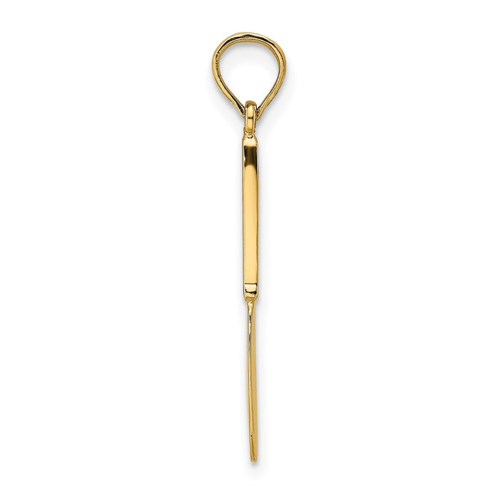 Million Charms 14K Yellow Gold Themed With Black Enamel 3-D Table Knife Charm