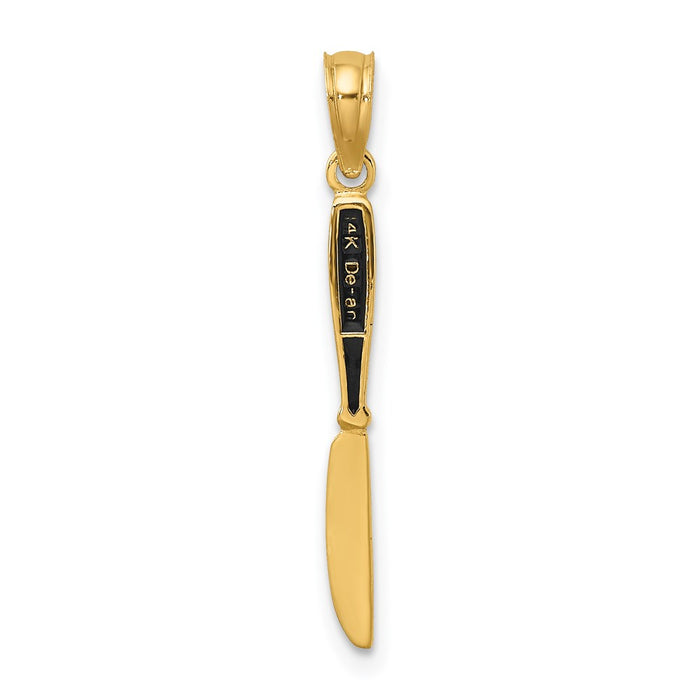 Million Charms 14K Yellow Gold Themed With Black Enamel 3-D Table Knife Charm