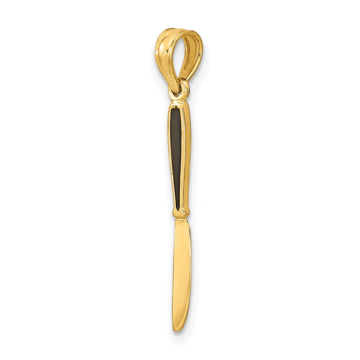 Million Charms 14K Yellow Gold Themed With Black Enamel 3-D Table Knife Charm
