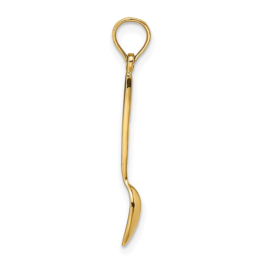 Million Charms 14K Yellow Gold Themed 3-D With Black Enamel Table Spoon Charm