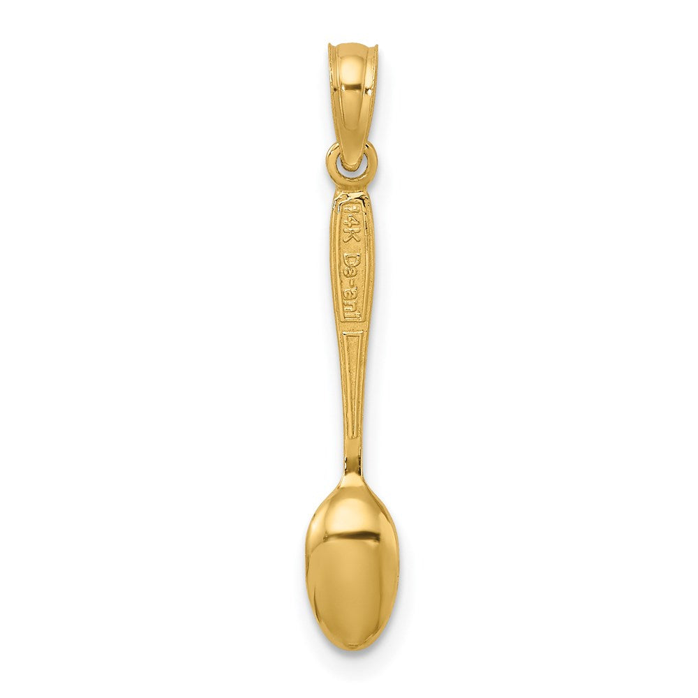 Million Charms 14K Yellow Gold Themed 3-D With Black Enamel Table Spoon Charm
