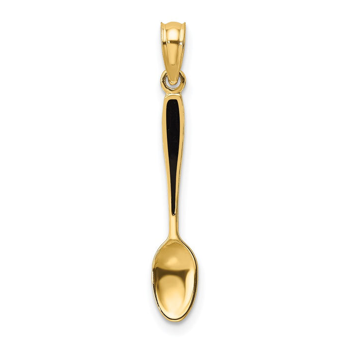 Million Charms 14K Yellow Gold Themed 3-D With Black Enamel Table Spoon Charm