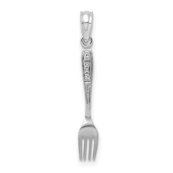 Million Charms 14K White Gold Themed With Black Enamel 3-D Table Fork Charm