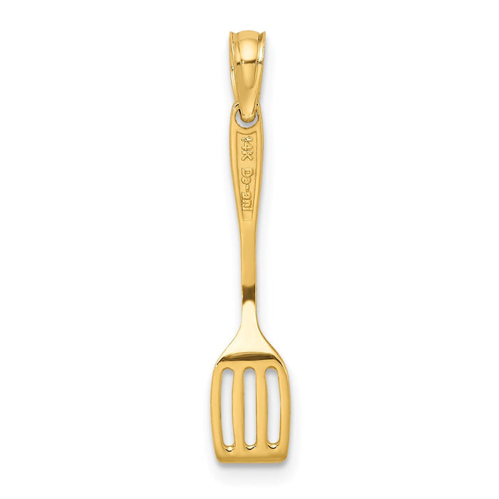 Million Charms 14K Yellow Gold Themed With Black Enamel 3-D Spatula Charm