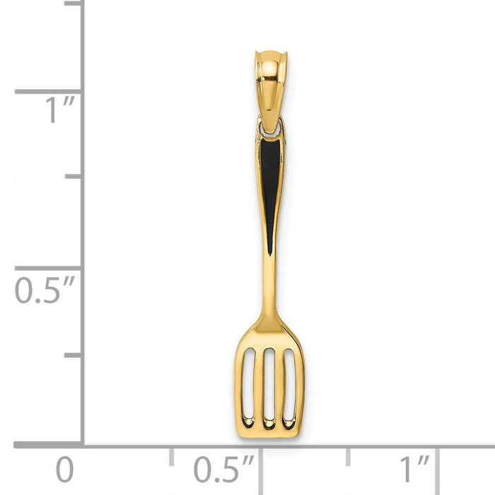 Million Charms 14K Yellow Gold Themed With Black Enamel 3-D Spatula Charm