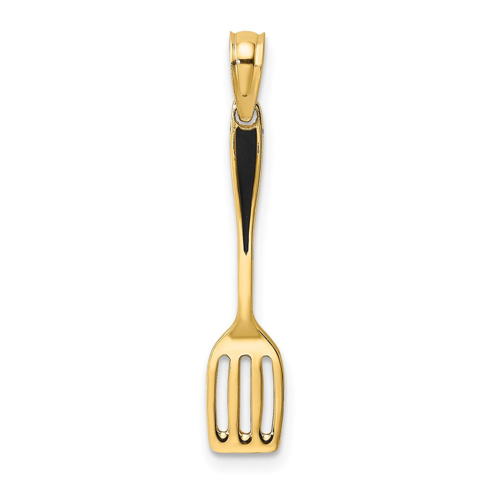 Million Charms 14K Yellow Gold Themed With Black Enamel 3-D Spatula Charm