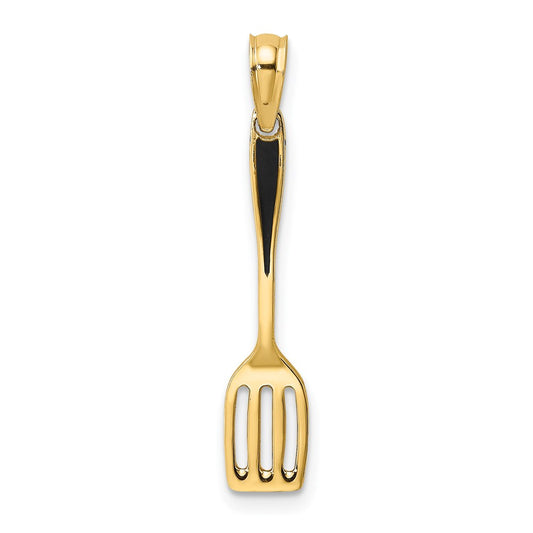 Million Charms 14K Yellow Gold Themed With Black Enamel 3-D Spatula Charm