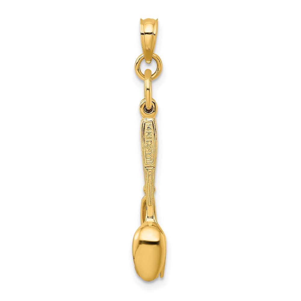 Million Charms 14K Yellow Gold Themed 3-D Enamel Knife, Fork, Spoon Moveable Charm