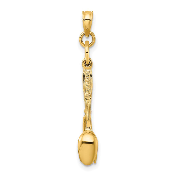 Million Charms 14K Yellow Gold Themed 3-D Enamel Knife, Fork, Spoon Moveable Charm