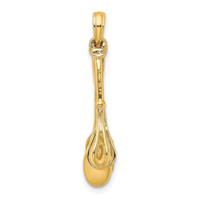 Million Charms 14K Yellow Gold Themed 3-D Enamel Spatula, Wooden Spoon, Whisk Moveable Charm