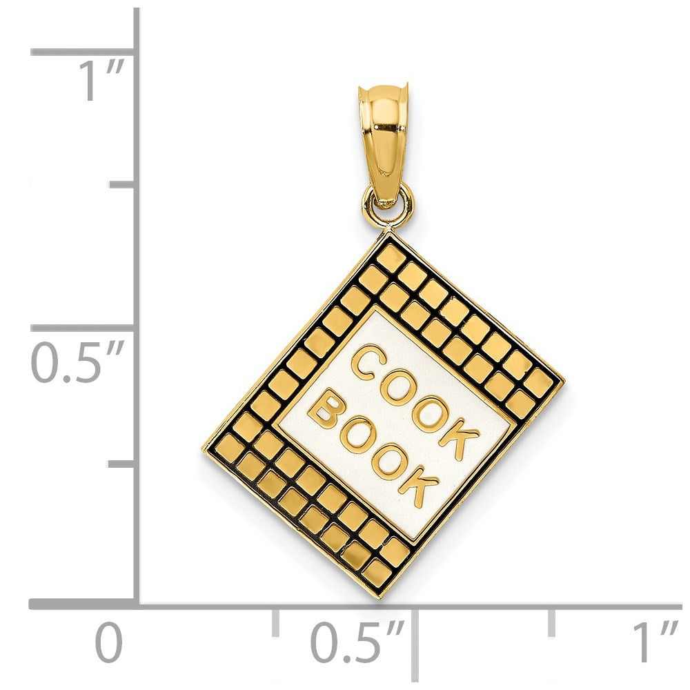 Million Charms 14K Yellow Gold Themed With Black Enamel 3-D Cook Book Charm