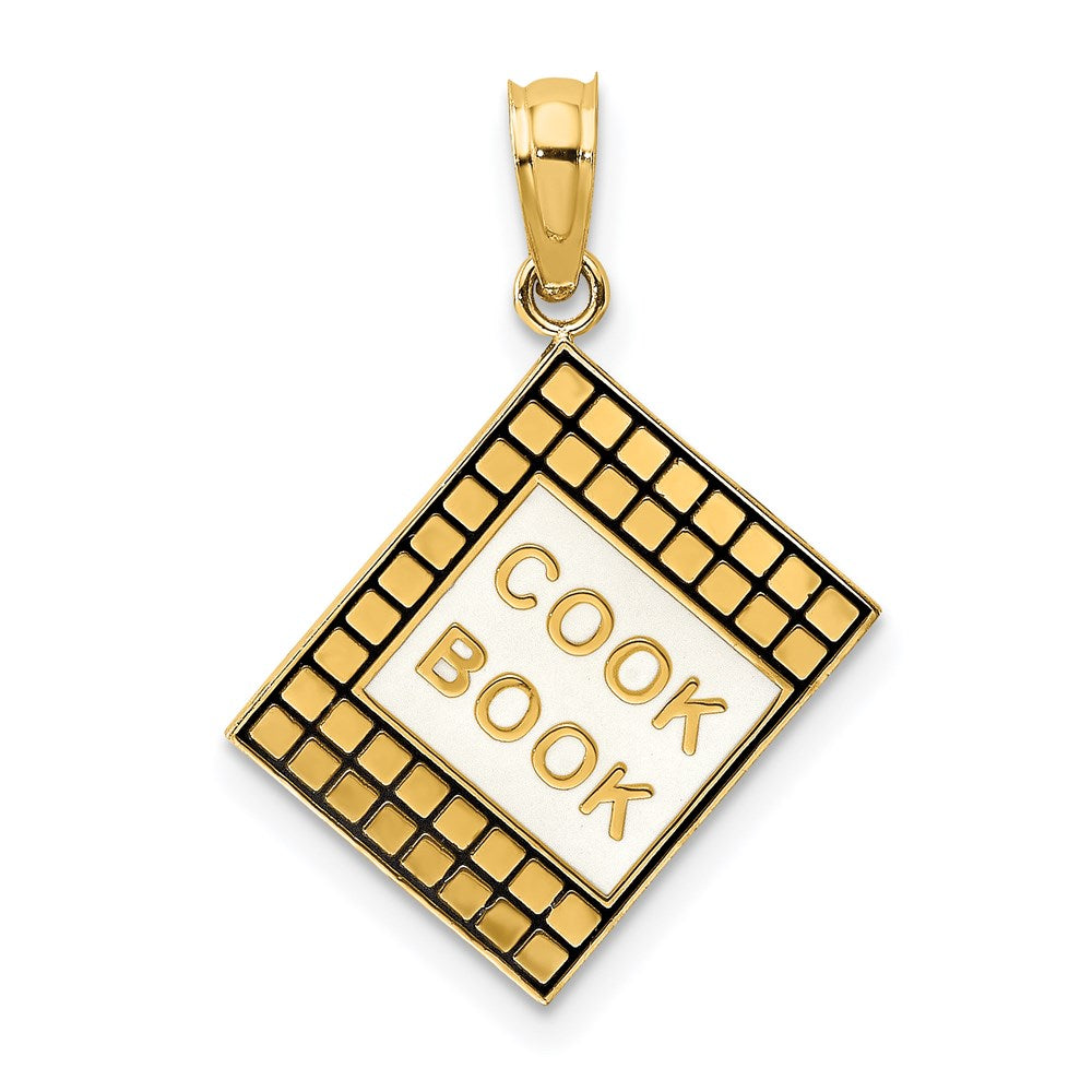 Million Charms 14K Yellow Gold Themed With Black Enamel 3-D Cook Book Charm