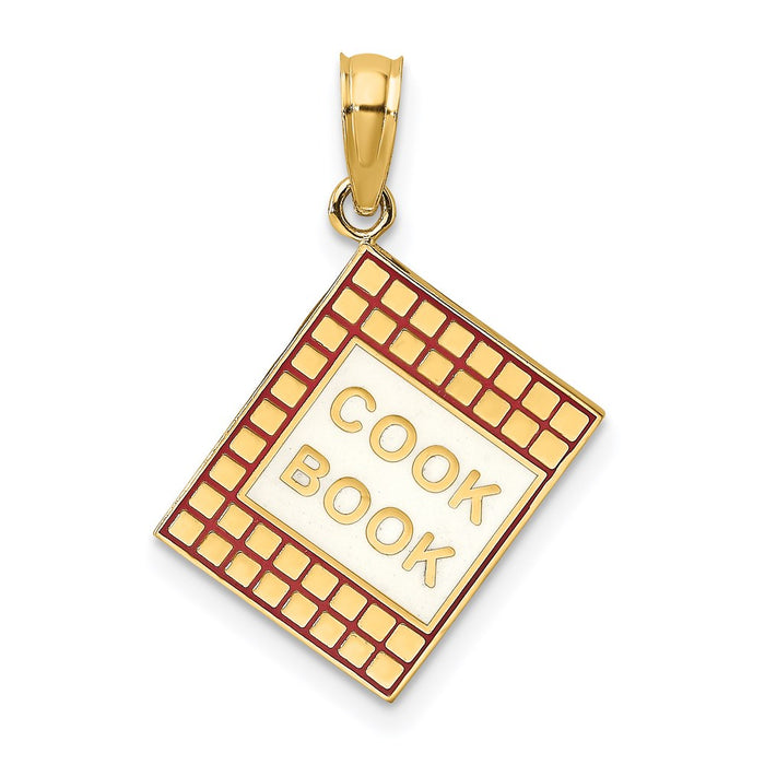 Million Charms 14K Yellow Gold Themed With Red Enamel 3-D Cook Book Charm