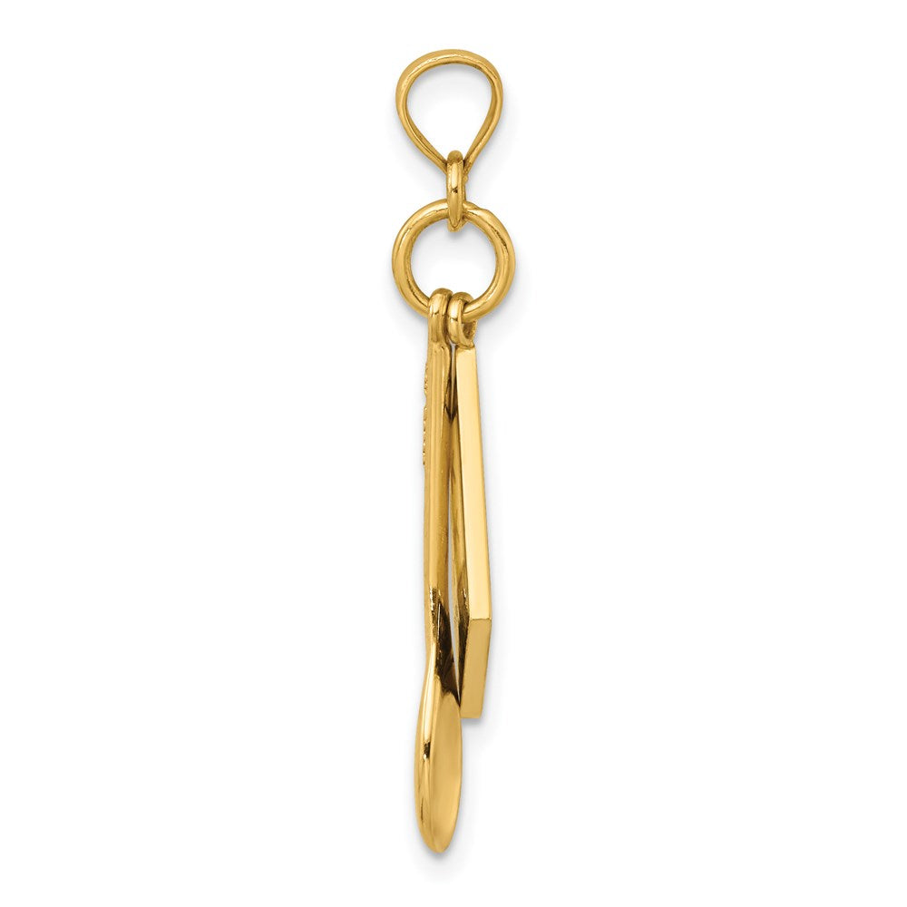 Million Charms 14K Yellow Gold Themed 3-D Cook Book With Black Enamel & Wooden Spoon Charm