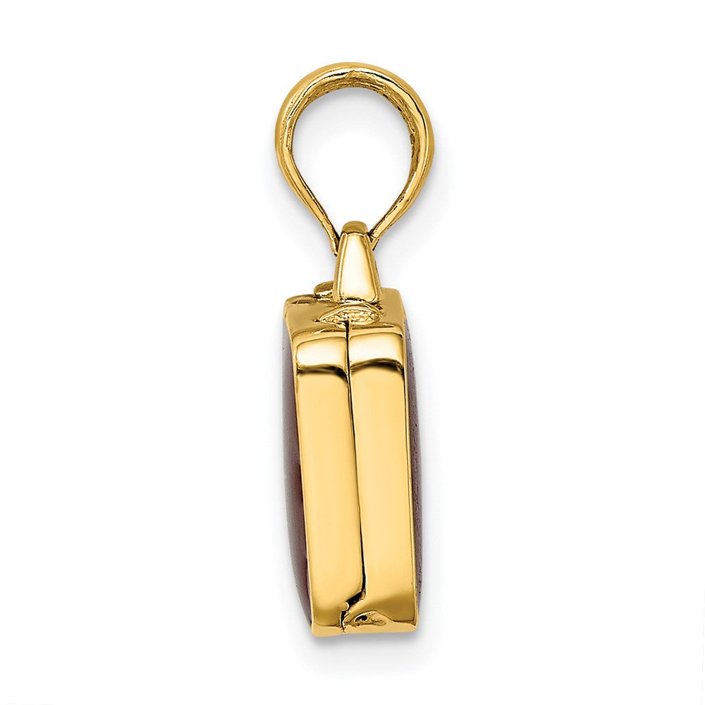 Million Charms 14K Yellow Gold Themed With Brown Enamel 3-D Briefcase Charm