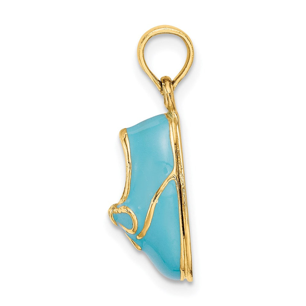 Million Charms 14K Yellow Gold Themed 3-D With Enamel Baby Shoe With Bow Charm